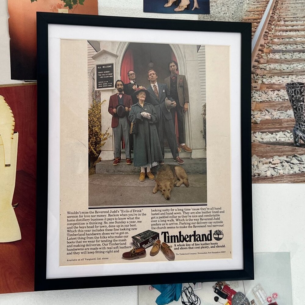 Vintage Timberland Boots Advertisement Framed Art AD Home Decor Memorabilia 70s